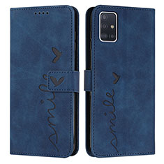 Coque Portefeuille Livre Cuir Etui Clapet Y03X pour Samsung Galaxy A51 4G Bleu