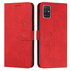 Coque Portefeuille Livre Cuir Etui Clapet Y03X pour Samsung Galaxy A51 4G Rouge