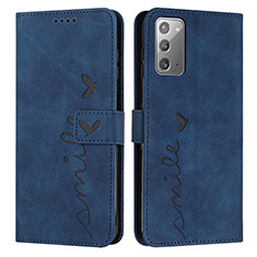 Coque Portefeuille Livre Cuir Etui Clapet Y03X pour Samsung Galaxy Note 20 5G Bleu