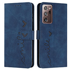 Coque Portefeuille Livre Cuir Etui Clapet Y03X pour Samsung Galaxy Note 20 Ultra 5G Bleu