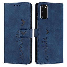 Coque Portefeuille Livre Cuir Etui Clapet Y03X pour Samsung Galaxy S20 5G Bleu