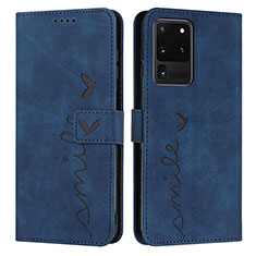 Coque Portefeuille Livre Cuir Etui Clapet Y03X pour Samsung Galaxy S20 Ultra 5G Bleu