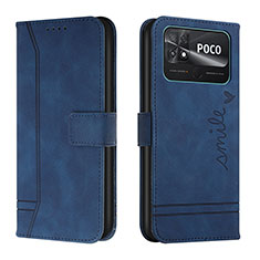Coque Portefeuille Livre Cuir Etui Clapet Y03X pour Xiaomi Poco C40 Bleu