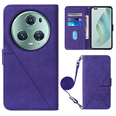 Coque Portefeuille Livre Cuir Etui Clapet Y04B pour Huawei Honor Magic5 Pro 5G Violet