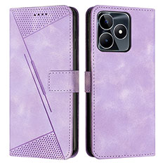 Coque Portefeuille Livre Cuir Etui Clapet Y04X pour Realme C53 Violet