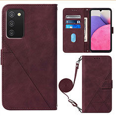 Coque Portefeuille Livre Cuir Etui Clapet Y07B pour Samsung Galaxy A02s Vin Rouge