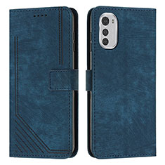 Coque Portefeuille Livre Cuir Etui Clapet Y08X pour Motorola Moto E32s Bleu