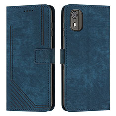 Coque Portefeuille Livre Cuir Etui Clapet Y08X pour Nokia C02 Bleu