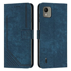 Coque Portefeuille Livre Cuir Etui Clapet Y08X pour Nokia C110 Bleu