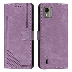 Coque Portefeuille Livre Cuir Etui Clapet Y08X pour Nokia C110 Violet
