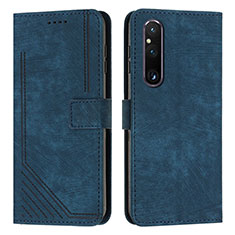 Coque Portefeuille Livre Cuir Etui Clapet Y08X pour Sony Xperia 1 V Bleu