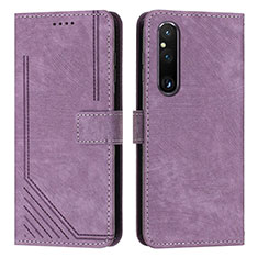 Coque Portefeuille Livre Cuir Etui Clapet Y08X pour Sony Xperia 1 V Violet