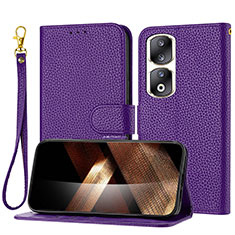 Coque Portefeuille Livre Cuir Etui Clapet Y09X pour Huawei Honor 90 Pro 5G Violet