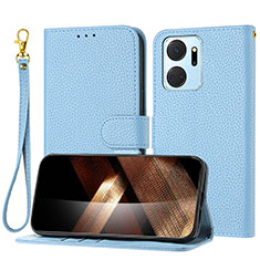 Coque Portefeuille Livre Cuir Etui Clapet Y09X pour Huawei Honor X7a Bleu