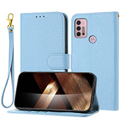 Coque Portefeuille Livre Cuir Etui Clapet Y09X pour Motorola Moto G20 Bleu