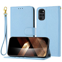 Coque Portefeuille Livre Cuir Etui Clapet Y09X pour Motorola Moto G22 Bleu