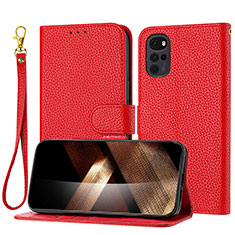 Coque Portefeuille Livre Cuir Etui Clapet Y09X pour Motorola Moto G22 Rouge