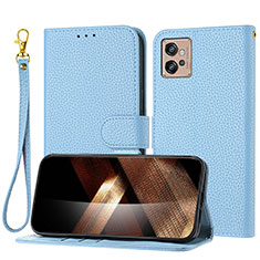 Coque Portefeuille Livre Cuir Etui Clapet Y09X pour Motorola Moto G32 Bleu