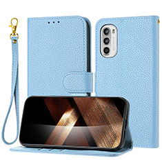 Coque Portefeuille Livre Cuir Etui Clapet Y09X pour Motorola Moto G62 5G Bleu