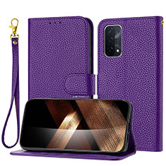 Coque Portefeuille Livre Cuir Etui Clapet Y09X pour Oppo A74 5G Violet