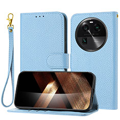 Coque Portefeuille Livre Cuir Etui Clapet Y09X pour Oppo Find X6 Pro 5G Bleu