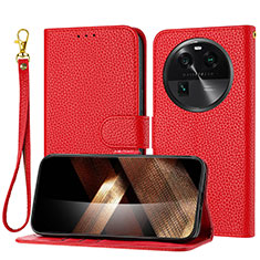 Coque Portefeuille Livre Cuir Etui Clapet Y09X pour Oppo Find X6 Pro 5G Rouge