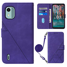 Coque Portefeuille Livre Cuir Etui Clapet YB1 pour Nokia C12 Pro Violet