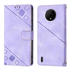 Coque Portefeuille Livre Cuir Etui Clapet YB1 pour Nokia C200 Violet