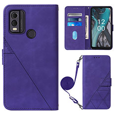 Coque Portefeuille Livre Cuir Etui Clapet YB1 pour Nokia C22 Violet