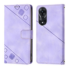 Coque Portefeuille Livre Cuir Etui Clapet YB1 pour Oppo A58 5G Violet