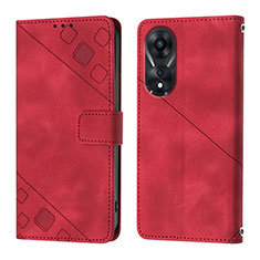 Coque Portefeuille Livre Cuir Etui Clapet YB1 pour Oppo A78 5G Rouge
