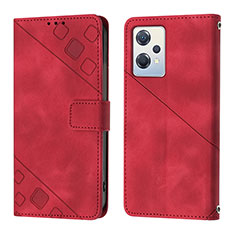 Coque Portefeuille Livre Cuir Etui Clapet YB1 pour Oppo K10X 5G Rouge