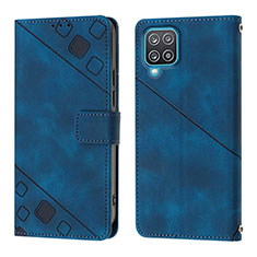 Coque Portefeuille Livre Cuir Etui Clapet YB1 pour Samsung Galaxy A12 Nacho Bleu