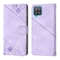 Coque Portefeuille Livre Cuir Etui Clapet YB1 pour Samsung Galaxy A12 Violet