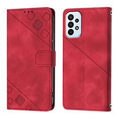 Coque Portefeuille Livre Cuir Etui Clapet YB1 pour Samsung Galaxy A73 5G Rouge