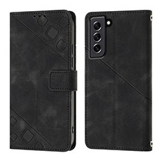 Coque Portefeuille Livre Cuir Etui Clapet YB1 pour Samsung Galaxy S21 FE 5G Noir