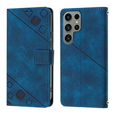 Coque Portefeuille Livre Cuir Etui Clapet YB1 pour Samsung Galaxy S23 Ultra 5G Bleu