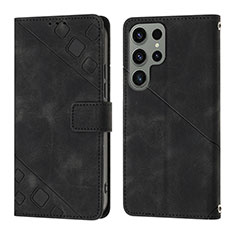 Coque Portefeuille Livre Cuir Etui Clapet YB1 pour Samsung Galaxy S23 Ultra 5G Noir