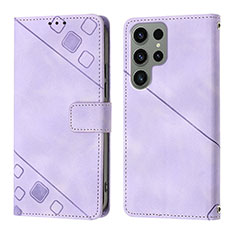 Coque Portefeuille Livre Cuir Etui Clapet YB1 pour Samsung Galaxy S24 Ultra 5G Violet Clair