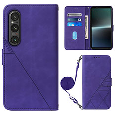 Coque Portefeuille Livre Cuir Etui Clapet YB1 pour Sony Xperia 1 V Violet