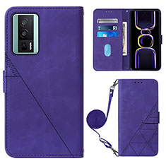 Coque Portefeuille Livre Cuir Etui Clapet YB1 pour Xiaomi Poco F5 Pro 5G Violet