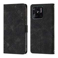Coque Portefeuille Livre Cuir Etui Clapet YB1 pour Xiaomi Redmi 10C 4G Noir