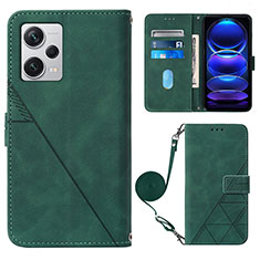 Coque Portefeuille Livre Cuir Etui Clapet YB1 pour Xiaomi Redmi Note 12 Explorer Vert