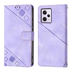 Coque Portefeuille Livre Cuir Etui Clapet YB1 pour Xiaomi Redmi Note 12 Pro 5G Violet