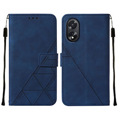 Coque Portefeuille Livre Cuir Etui Clapet YB2 pour Oppo A38 Bleu