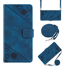 Coque Portefeuille Livre Cuir Etui Clapet YB2 pour Samsung Galaxy A12 Nacho Bleu