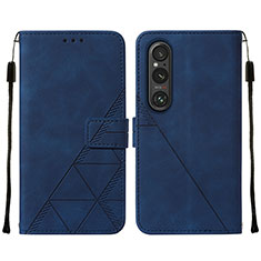 Coque Portefeuille Livre Cuir Etui Clapet YB2 pour Sony Xperia 1 V Bleu
