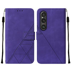 Coque Portefeuille Livre Cuir Etui Clapet YB2 pour Sony Xperia 1 V Violet