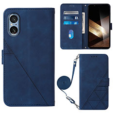 Coque Portefeuille Livre Cuir Etui Clapet YB2 pour Sony Xperia 5 V Bleu