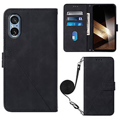 Coque Portefeuille Livre Cuir Etui Clapet YB2 pour Sony Xperia 5 V Noir